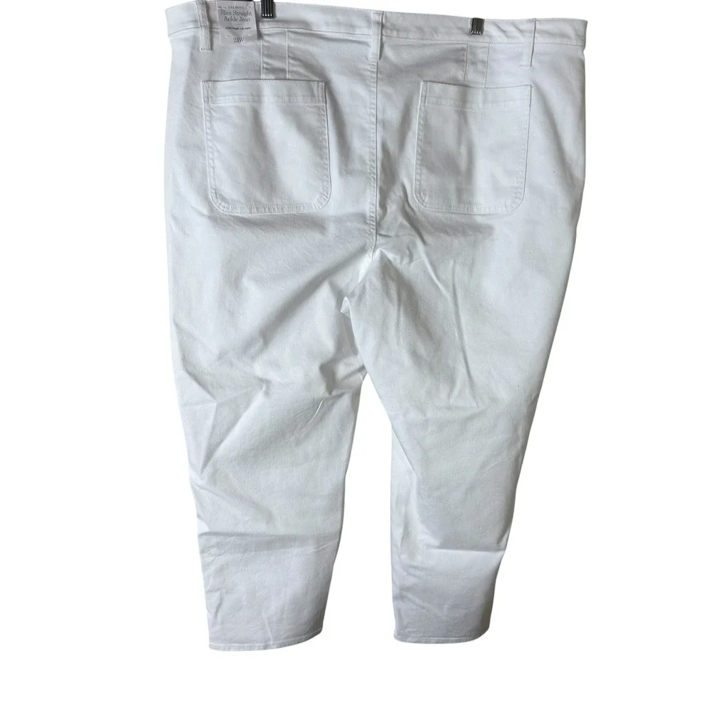NWT Talbots Slim Straight Ankle Jean White Women 24W Plus Size Stretch Denim - Picture 3 of 6